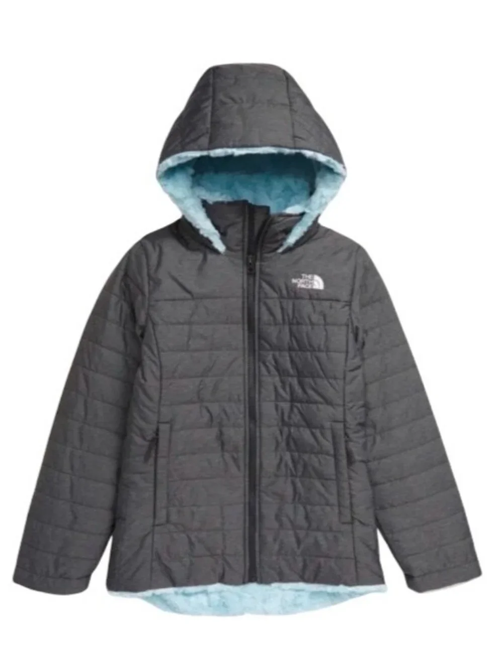 The North Face Mossbud Swirl Parka Girl's XXS Gray & Starlight Blue Full Zip